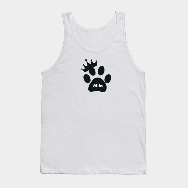 Milo cat name made of hand drawn paw prints Tank Top by GULSENGUNEL